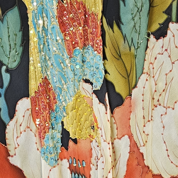 Sue  Wong Black Beaded Silk Chiffon Slip Dress - Picture 6 of 11